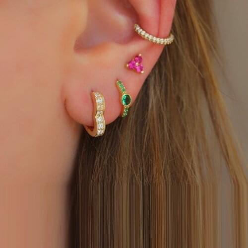 New arrived 100% 925 sterling silver mini CZ Five-Pointed Star/Heart Shape earrings women girl cute geometric Wedding jewelry