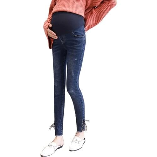 New spring and summer tether maternity pants maternity wear casual pants feet lift pants elastic stomach lift jeans