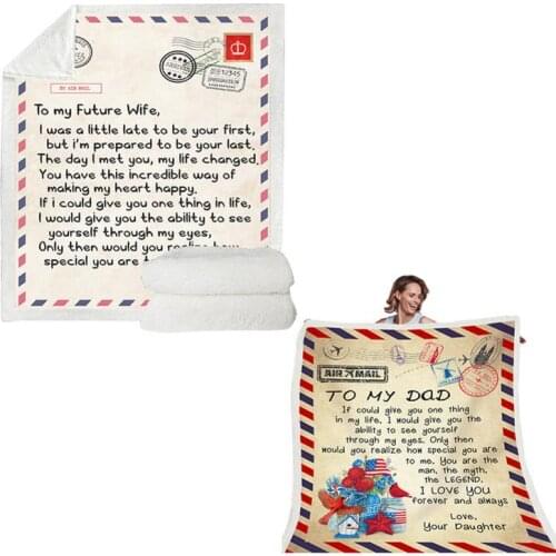 Letter Printed Blanket Envelope Letter Writing Flannel Lamb Wool Blanket Square Blanket Flannel Thicken Blanket Cover Blanket