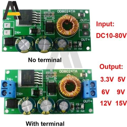 High-Voltage EBike DC-DC Converter Buck Step-Down Regulator Module 10-80V to 15V 12V 9V 6V 5V 3.3V With/without Terminal