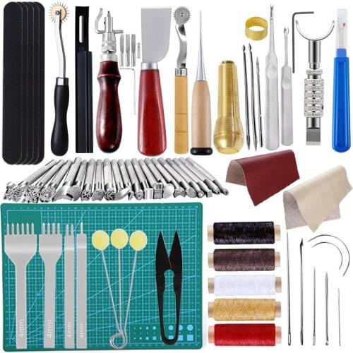 Nonvor Practical Leather Tools Complete Craft Sewing Kit for Beginner-Leather Crafting Kit for Bookbinding, Leather Making