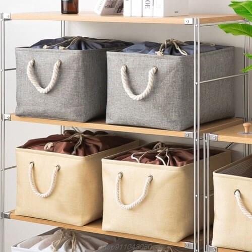 Folding Storage Basket Foldable Linen Storage Box Bins Drawstring Organizer Clothes Laundry Closet Toys Holder J27 21 Dropship