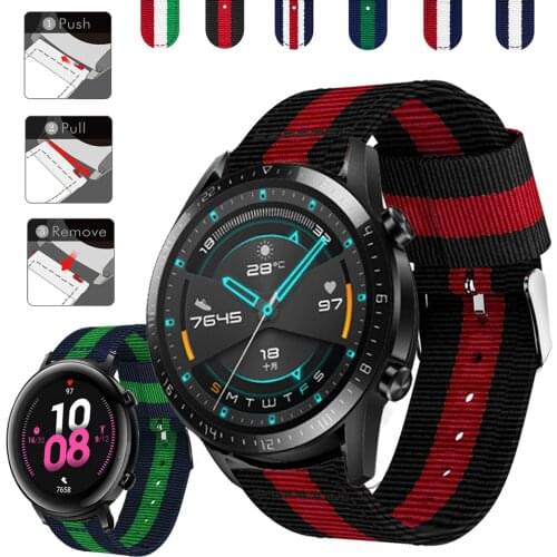 Replacement wristband Strap For 20mm 22mm watchband wrist Strap Bracelet for Huawei observation GT 2 46mm 42mm GT2 nylon belt