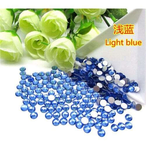 SS5 1.7-1.8mm 1440pcs Lt.blue Non HotFix Glue On Flatback 3D Nails Decorations Glass Glitter Nail Art Rhinestones