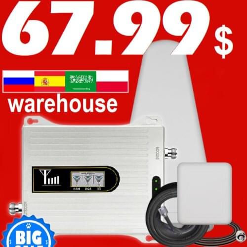 Free Return Mobile signal Cellular Amplifier booster 3 band repeater gsm 2g 3g 4g B8 b3 b1 Russia Megafon Tele2 Beeline Yota MTS