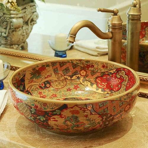 China Handmade Lavabo Washbasin Art wash basin Ceramic Counter Top vessel sink bowl ceramic Wash Basin Bathroom Sink