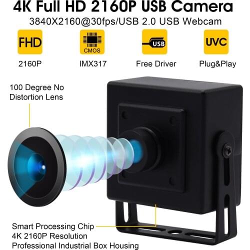 USB Webcam 4K 3840x2160 No distortion Lens Sony IMX317 HD 1080P Video Conferencing UVC Camera For Windows Linux Android Mac