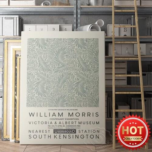 William Morris Victoria&Albert Museum Museum Exhibition Poster, William Vintage Plant Flowers Fabric Art Prints, Home Decor
