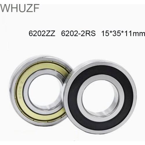 WHUZF Free Shipping 2/4pcs 6202-2RS 6202ZZ Deep Groove Ball Bearings 15x35x11mm 6202RS 6202Z 2Z Bore Double Sealed Chrome Steel
