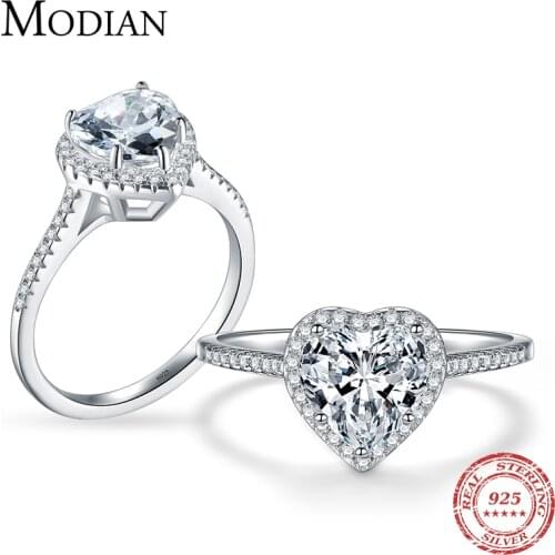 Heart shape 925 Sterling Silver jewelry Ring AAAAA Level CZ wedding band Engagement Rings for women girls bijoux With Gift Box