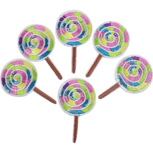 10PCS Sweet Rainbow Lollipop Applique DIY Embroidery Patches Iron on Patches for Clothing Accessories for Clothing Apparel