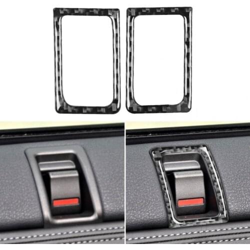 2Pcs Car Carbon Fiber Door Lock Button Frame Cover Trim for Nissan GTR R35 2008-2020
