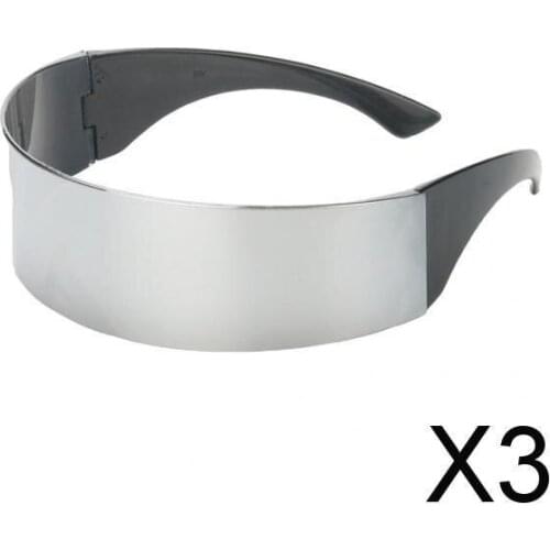 3xMetallic Mirrored Space Alien Robot Party Single Cosplay Silver Shades