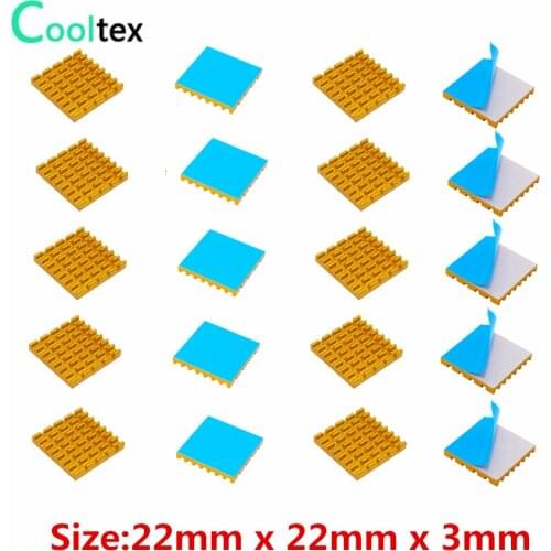 30pcs 22x22x3mm Aluminum Heatsink Radiatorfor Electronic Chip IC MOS Raspberry pi With Thermal Conductive Tape
