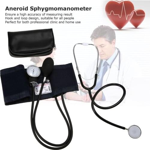 Aneroid Sphygmomanometer Cuff Kit Upper Arm Blood Pressure Stethoscope With Zipper Bag for Adult