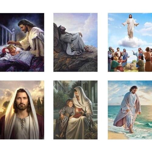 ARMYQZ 5D DIY round diamond square diamond diamond painting religious christian jesus diamond embroidered landscape cloak cross