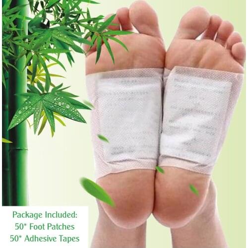 50PCS/Lot Foot Patch Bamboo Pads Patches With Adhersive Foot Care Tool Improve Sleep Slimming Foot Sticker Face Lift Tool