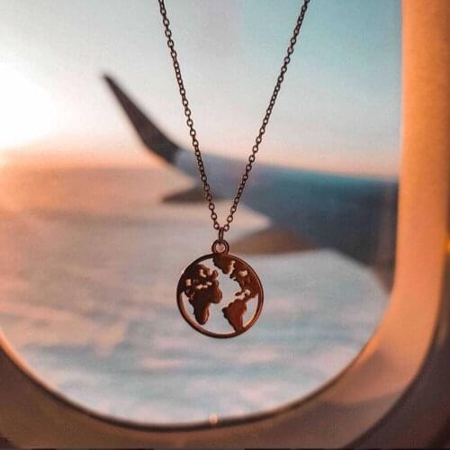 World Map Necklace Earth Hollow Pendant Necklace Rose Gold 2020 Funny Chain Collar Mujer Colares Minimalist Ketting gift