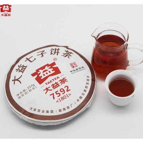 2018 Year TAETEA Shu Puer Chinese Tea China Dayi 7592 Chi Tse Beeng 1801 Ripe Puer Chinese Tea 357g