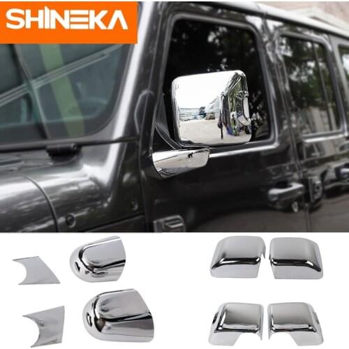 Car Mirror Covers for Jeep Wrangler JL Accessorie 2018 Car Rearview Mirror Base Shell Cover Chrome Sticker for Jeep JL Wrangler