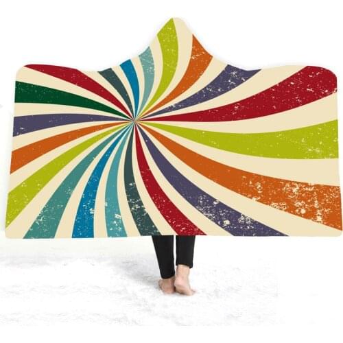 Colorful Hooded Blanket Fashion Coral Fleece Hoodie Blankets Winter Warm For Adults Kids Color Sofa Throw Blanket