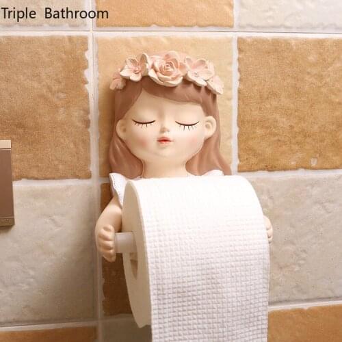 European Fairy Paper Towel Holder Resin Punch-free Bathroom Wall Mounted Toilet Tissue Holder Towel Rail Holder Accessories