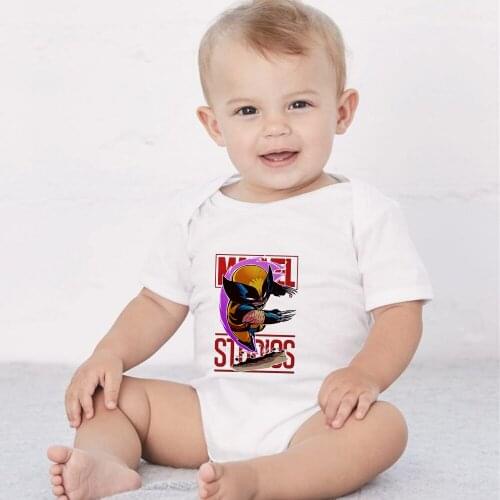 2021 Newborn Clothes Summer Short Sleeve Baby Boys Girls Cool Superhero Print Marvel Avengers Jumpsuits Infant Bodysuits 0-12M