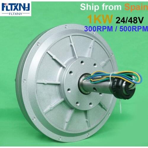 FLYT 1KW Generator 24V 48V 1KW 300RPM 500RPM Coreless AC Permanent Magnet Generator Alternator Generator Vertical Axis