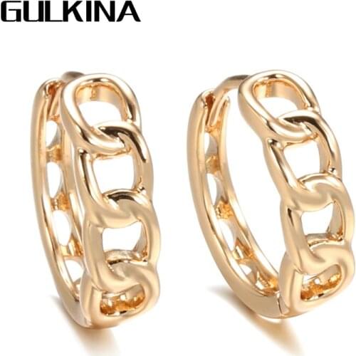 Gulkina New Four Laps Hollow Dangle Earrings 585 Rose Gold Summer Women Creative Wedding Fashion Jewelry Metal Earrings