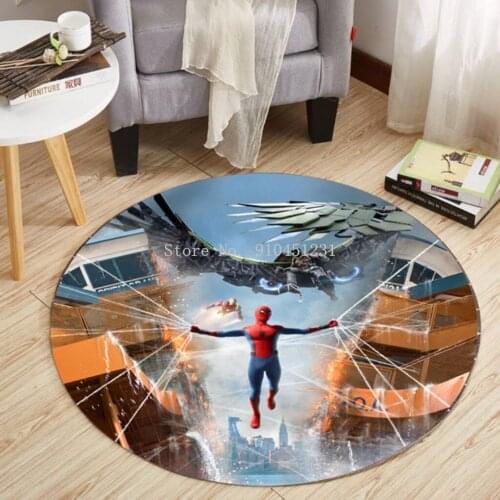 Marvel Spiderman Round Playmat Baby Rug Kitchen BathroomNon-slip Mat Living Room Birthday Gift Doormat Carpet Mat Multiple Sizes