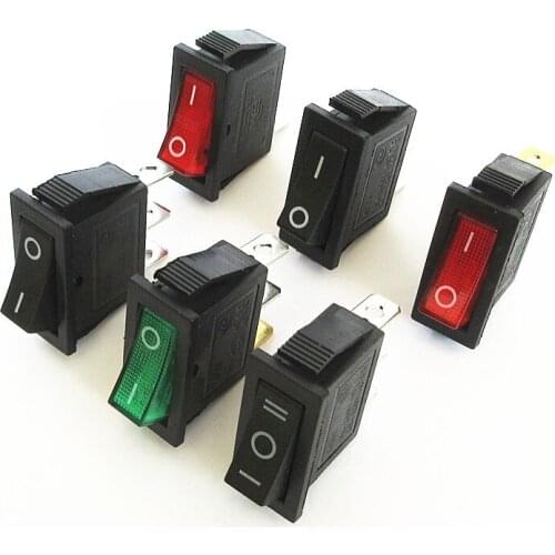 10pcs KCD3 Rocker Switch ON-OFF 2 Position 3 Pin Electrical equipment With Light Power Switch 16A 250VAC/ 20A 125VAC 35*31*14mm