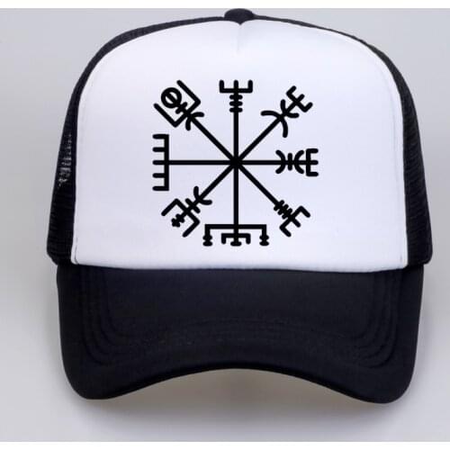 Summer Men Women Fashion VEGVISIR Old Norse Runes Hat Men Print Letters Viking Rune Circle With OdinS baseball cap Hats