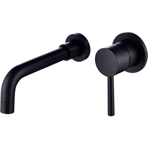 Copper and black concealed washbasin faucet into the wall faucet bathroom upper basin and lower basin faucet can rotate