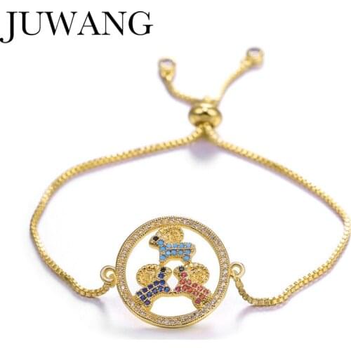 Cute Three Rabbit and cat Charm Bracelet Adjustable Animal Bracelets & Bangles Cubic Zirconia For Girls For Women Wife Best Gift