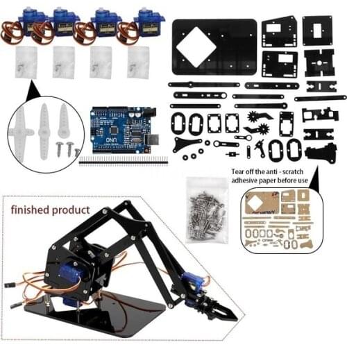 Diy Robotic Arm Claw kit for Arduino R3,High Hardness Acrylic,Support Scracth Programming,PS/2.4G Wireless Control