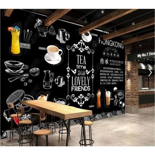 Papel de parde Wind hand-painted Hong Kong style tea restaurant 3d wallpaper mural, living room kitchen wall papers home decor