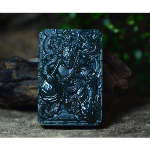 Natural Xinjiang Hetian jade green first-class fine material fighting against Buddha Sun Wukong Pendant hp356