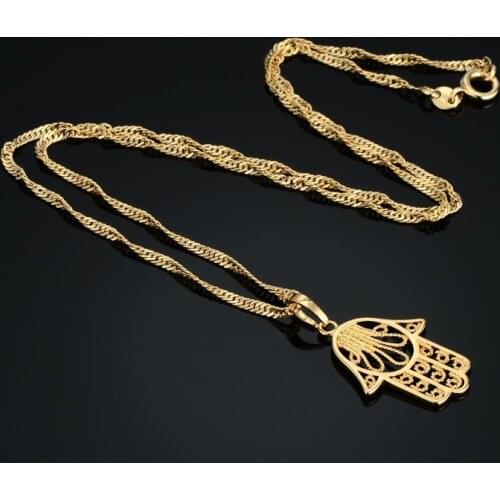 New fashion Hand Of Fatima Pendants Hamsa chain short long Mens Womens Gold necklace Jewelry Gift