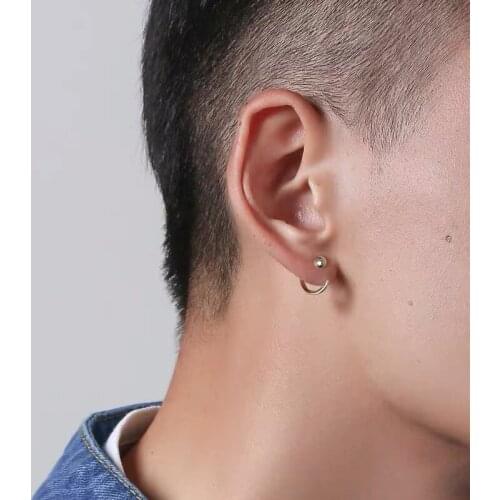 PAIR) Real 925 sterling silver Round Minimalist C hoop earrings men & women Simple Small Circle hoops Handmade fine jewelry