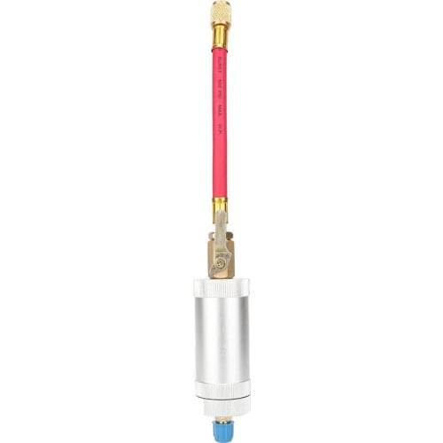 R134A Oil and Dye Injector Quick Coupler R12 R22 1/4" Car Air Conditioning Line Repair Tool injecting oil into A/C system Tools