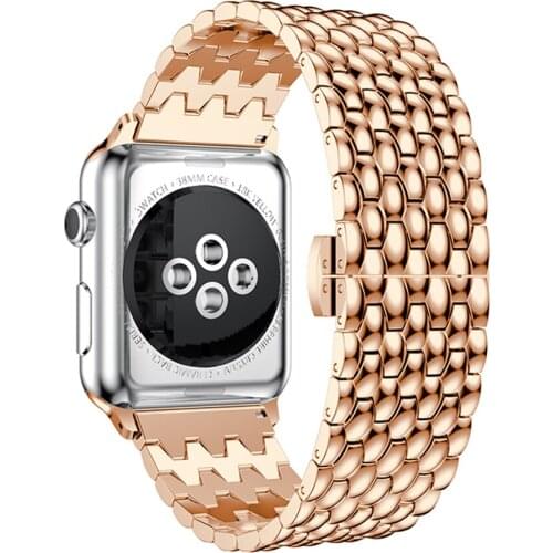 Stainless Steel Butterfly Band For Apple Watch Strap 38mm 40mm 42mm 44mm iWatch Series 2 3 4 5 Bracelet Droplets Style Wristband