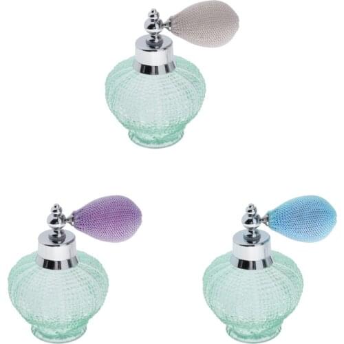 Artisan-Crafted Circular Body Refillable Empty Glass Perfume Bottle Bulb with Air Bag Spray 100ml - Blue/Purple/Gray Available