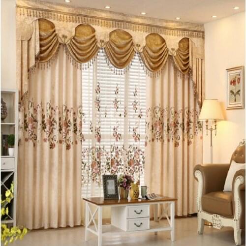 Luxury European Curtains for Living Dining Room Bedroom American Chenille Embroidery