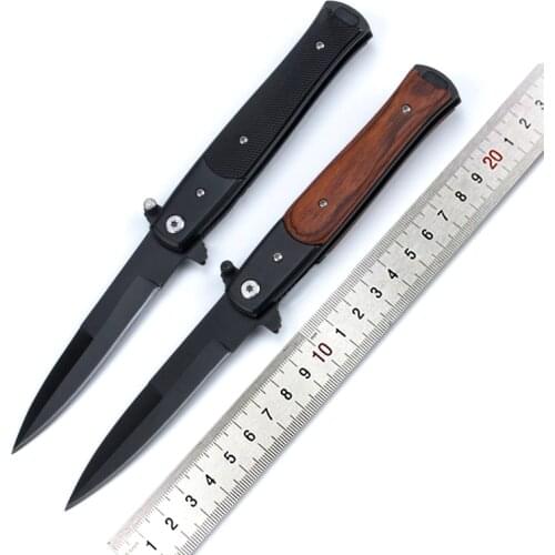 Folding Pocket Knife 8.86'' Outdoor Survival Tactical Knife Wood G10 Handle Camping Hiking Hunting Knives Self-defense EDC Tool