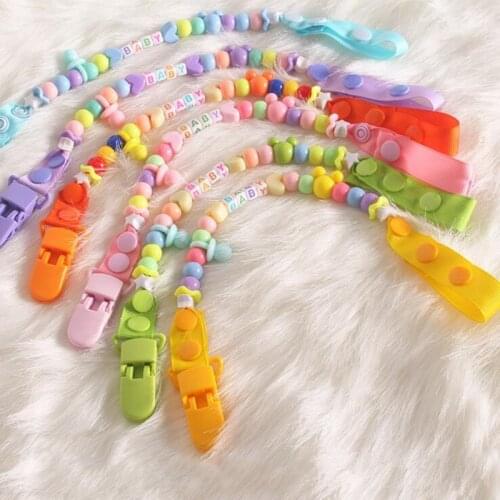 Baby Pacifier Clips Newborns Beads Anti-lost Chain Toys Newborn Baby Dummy Pacifiers Clips for Teether Nipples Baby Shower Gift