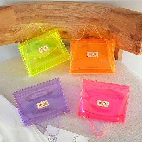 Handmade Jelly Bag Fashion Outdoor Casual Lady Handbag Chain Small Square Bag Buckle Woman Bag