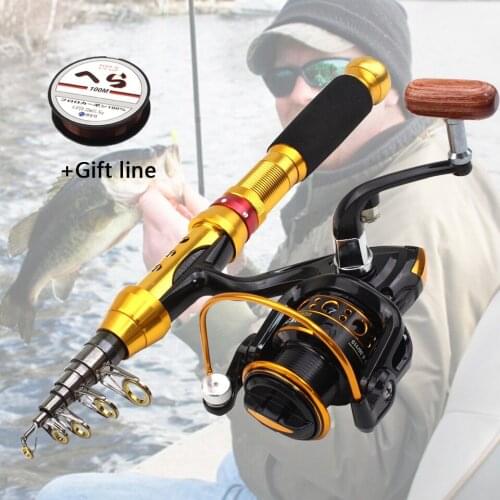 Ultrashort 1.5m-1.8m carbon telescopic fishing rod and reel set mini Outdoor sports Fishing Tackle Extra heavy Spinning carp rod