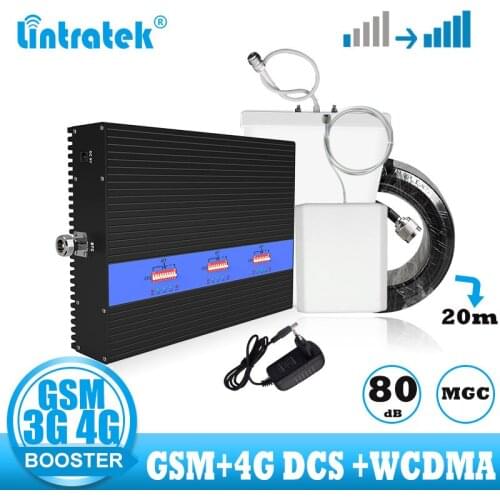 Lintratek Repeater GSM 2G 3G 4G Signal Booster 900 1800 2100 WCDMA DCS Mobile Cellular Signal Repeater 4G Amplifier 20m Cable