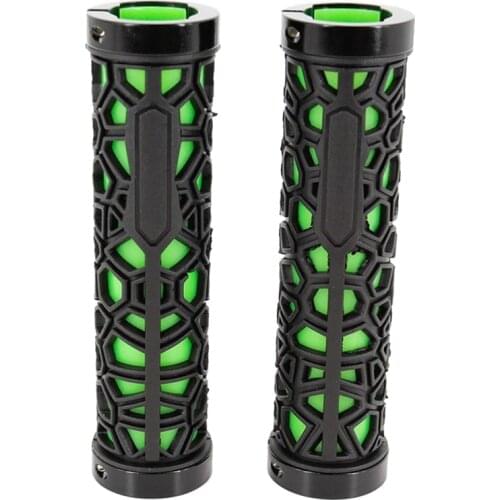Bicycle Lock on Comfort Rubber Handle Grips Bike Handlebar Grips(Black and Green)