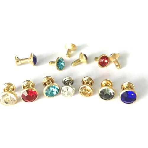 50Pcs 8mm Multicolor Rhinestone Crystal Rivets DIY Clothing Bag Leather Crafts Decoration Garment Sewing Glass Drill Nail Button